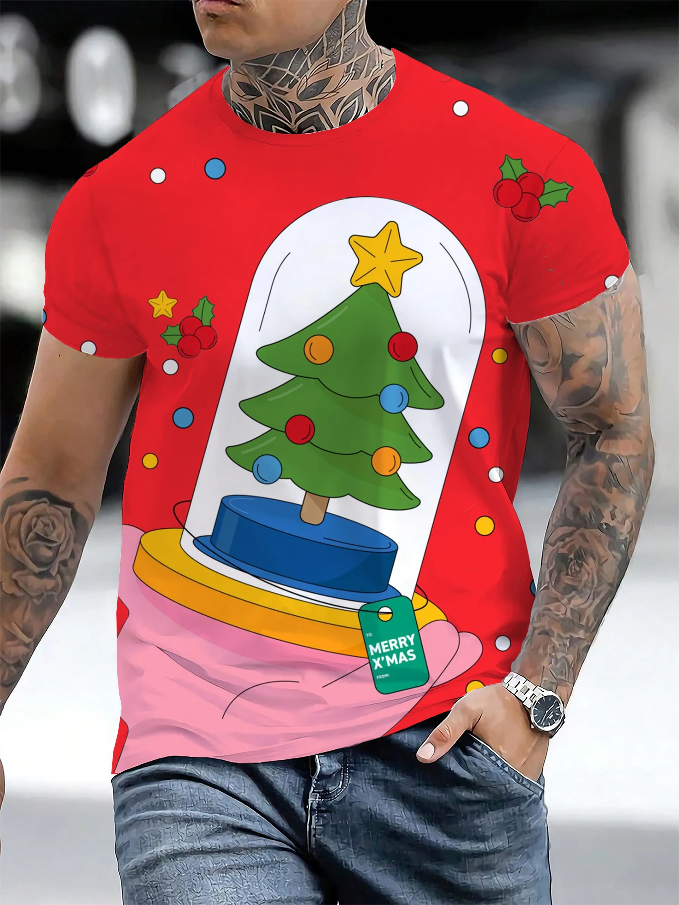 Casual Santa Claus 3D Print T Shirt For Men New Year Party Fashion Men's Clothing Christmas Short Sleeve Tops Oversized T-shirts