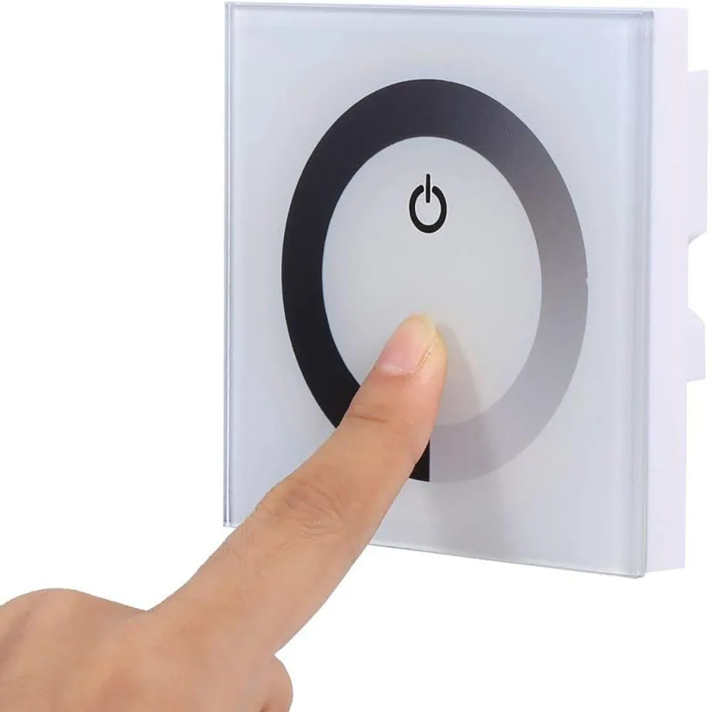 أحادية اللون شاشة تعمل باللمس LED تحكم تيار مستمر 12 فولت-24 فولت جدار اللمس باهتة التبديل ، لوحة اللمس LED باهتة أسود/أبيض