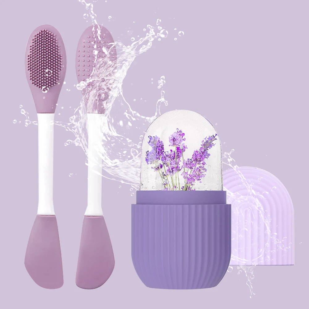 

Silicone Ice Cube Tray Mold Double Head Silicone Face Mask Brushes Facial Pore Cleaner Brush Mud Film Applicator Cleaning Tools