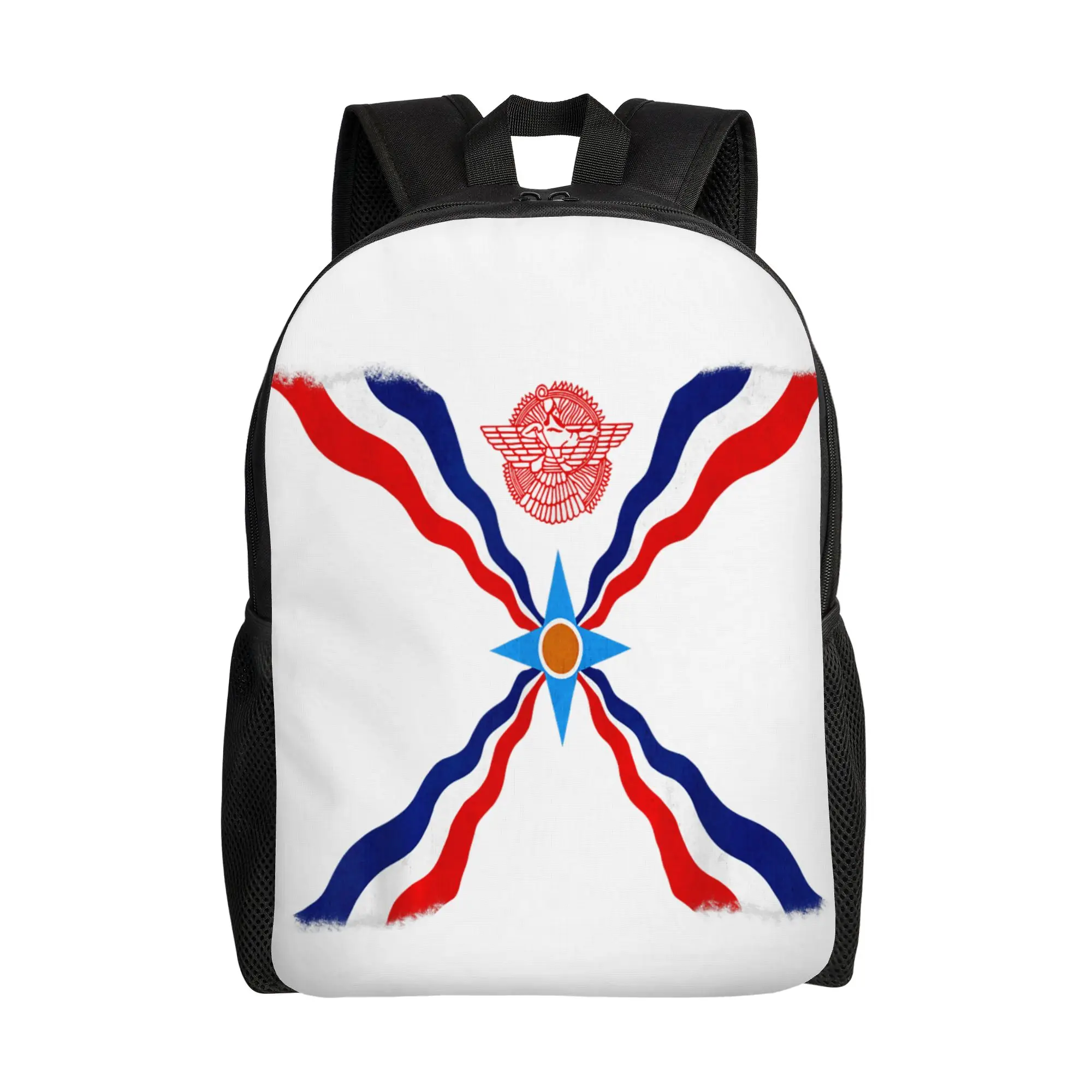 

Assyrian Flag Backpack Boy Girl Polyester Daily Backpacks Soft Funny High School Bags Rucksack