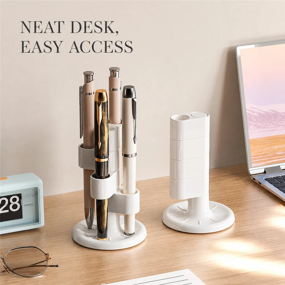 Rotatable Multifunctional Storage Rack, Toothbrush Holder, Makeup Brush Holder, Pen Holder, Space-Saving for Desktop