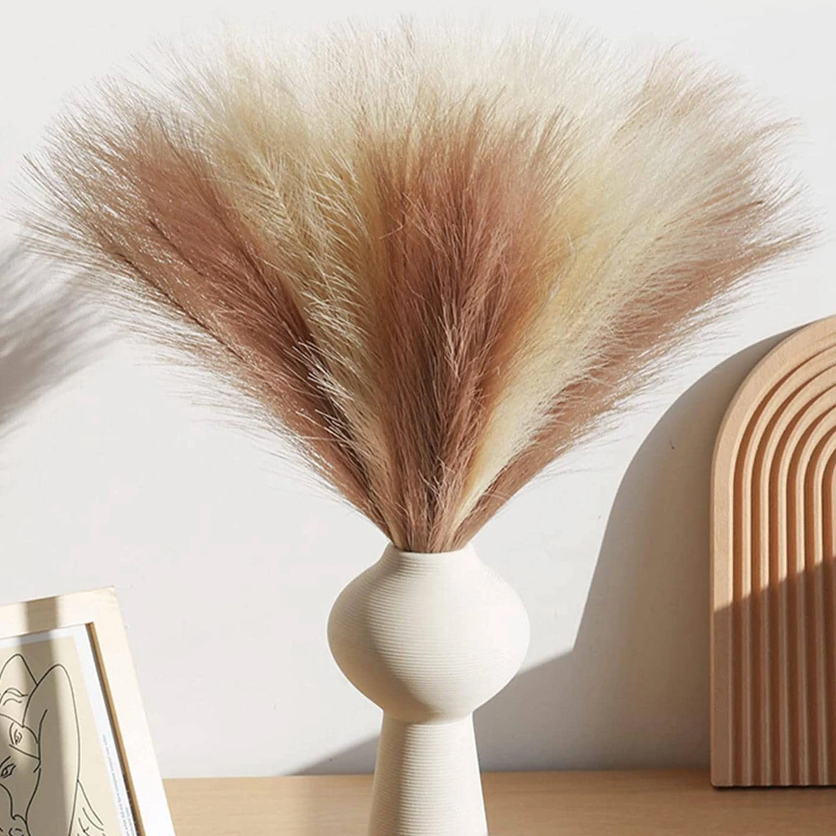 10/50 Peças de Grama Pampas Artificial para Decoração de Casa, Sala de Estar, Jardim Externo, Guirlandas de Festival, Buquês de Casamento e Decoração DIY