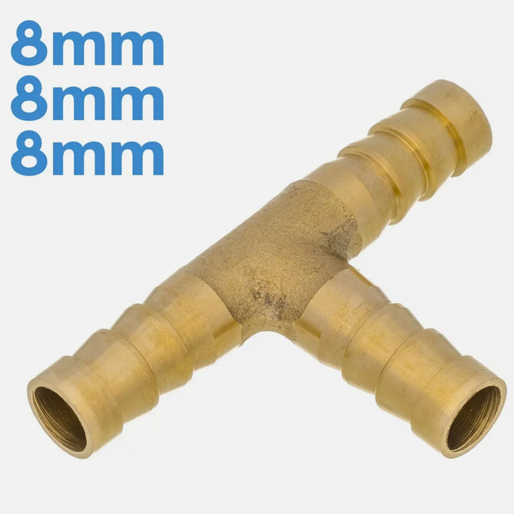 for versatile Brass 3 Way Barbed Tee Splitter Fitting Tubing Hose Connector 6-6-6mm/8-8-8mm Gold T Splitter Tools Fitting