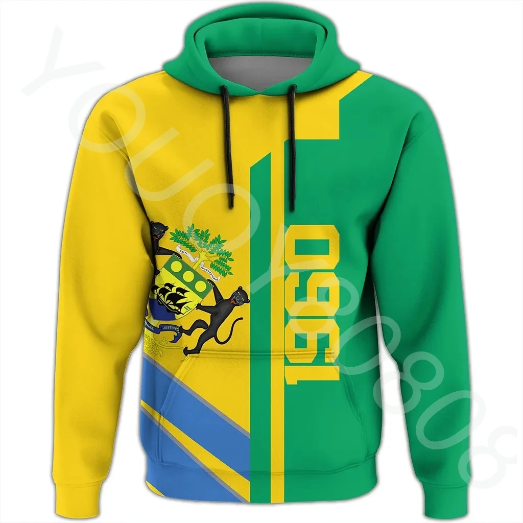 African Clothing Gabon Semi-Concept Zip Hoodie Zip Hoodie Men's Clothing Sweater 3D Printing Casual Sports Jacket