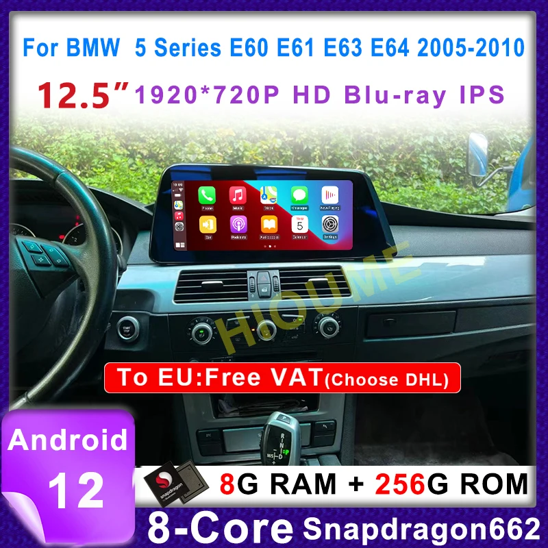 

12.5" Android 12 Snapdragon & MTK Car Radio Stereo Video Multimedia Player GPS Navigation For BMW 5 Series E60 E61 E63 E64 CCC