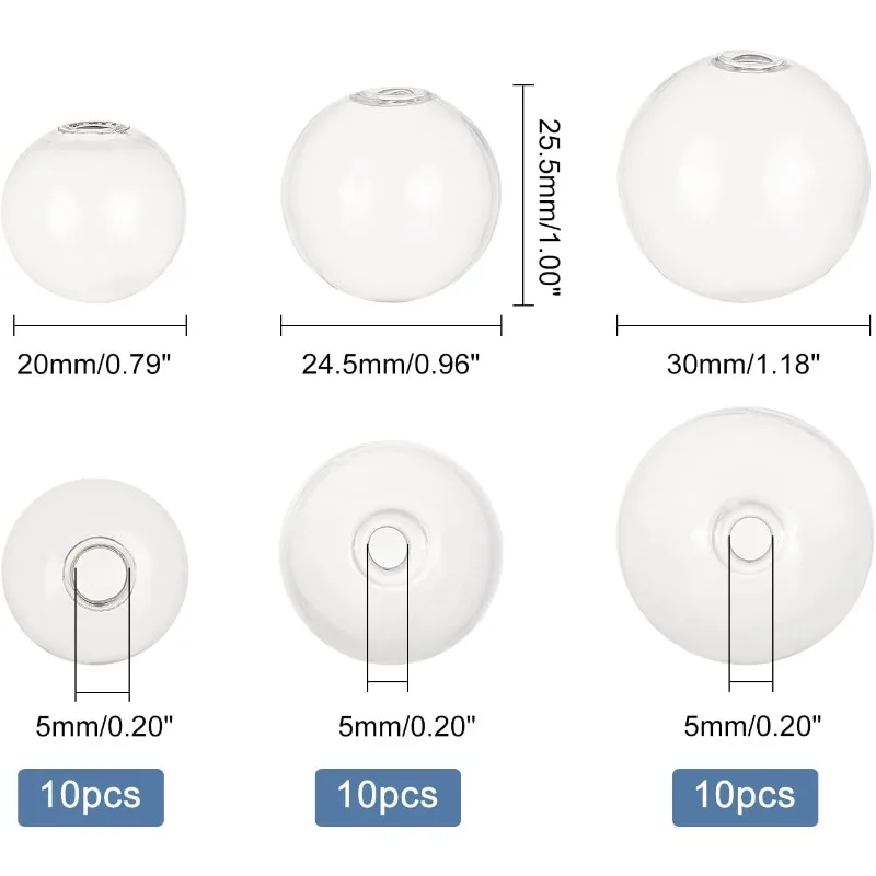 30pcs Mini Glass Globe Bottle Beads for DIY Crafts