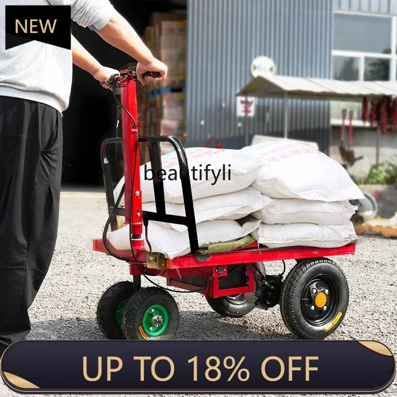 

Z189 YH AA Electric four-wheeled flatbed truck, foldable three-wheeled hand-pushed elevator, small board two-wheeled cargo truck