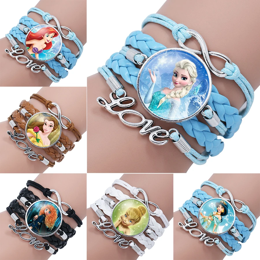 Disney Frozen Princess Anna Bracelet Toys Children Girls Bracelet Accessories Bead Chain Set Elsa Dolls Wrist Chain Gifts