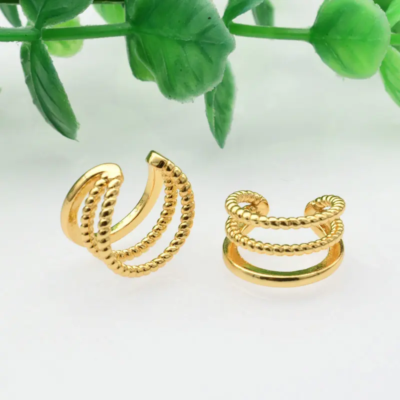 No Hole Earring for Women Nickel Free Gold Plated Copper Multi Layer Clip On No Pin Earrings Hoop for Women