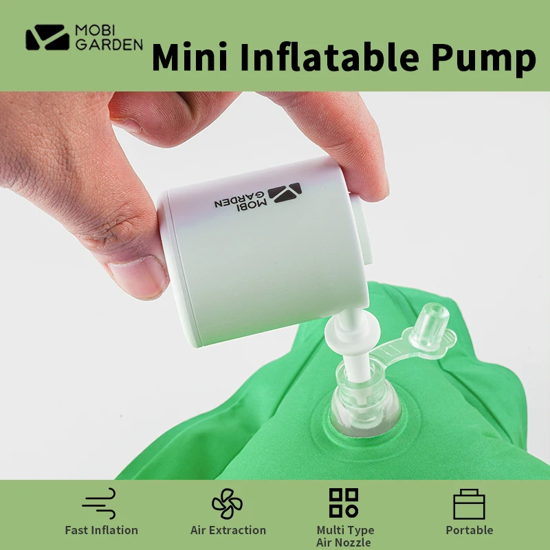 

MOBI GARDEN USB MINI Inflatable Pump 80g Ultralight 180L/min Fast Inflation/Air Extraction Pump Camping Pad Pillow Swim Ring