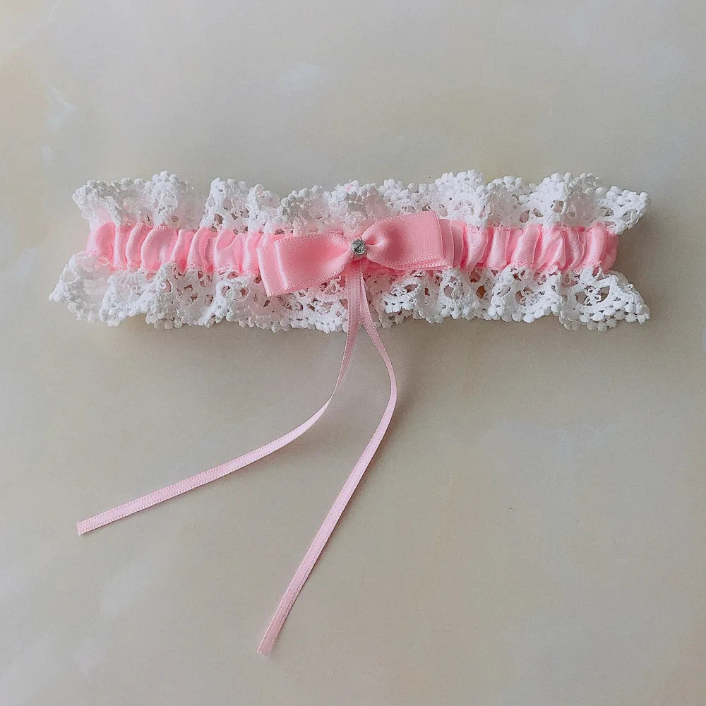 Pink Lace Bridal Wedding Garters   Sexy Satin Rhinestone  Garter Belt for Women Accessories Gift 2024