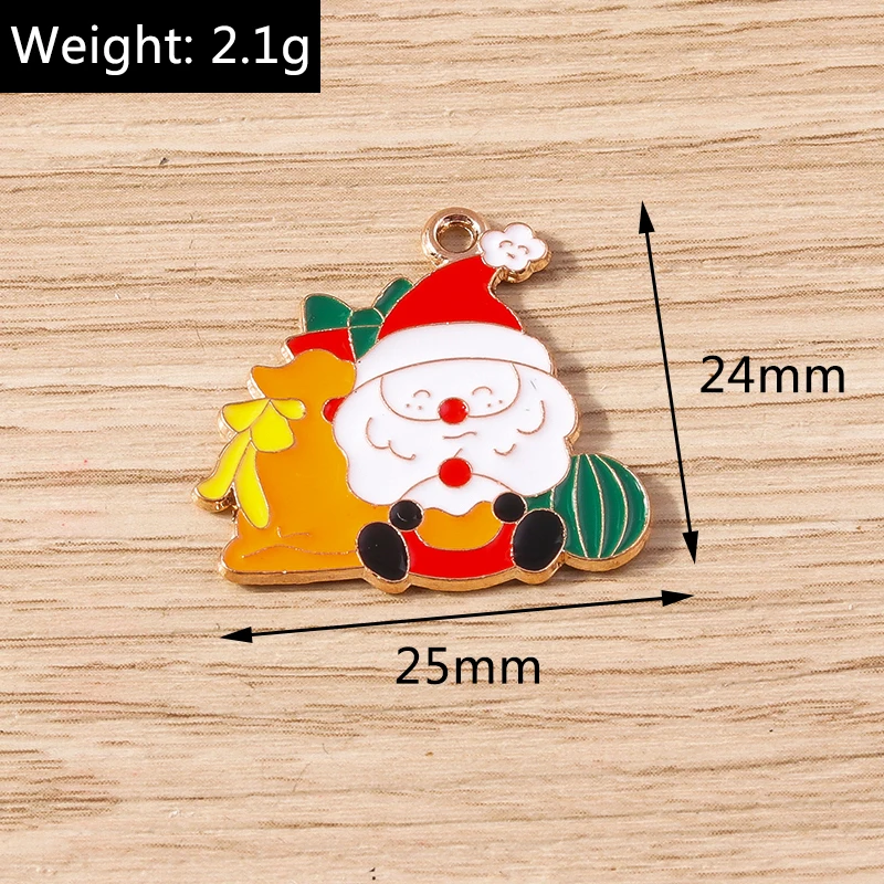 10 stücke Cartoon Emaille Weihnachten Santa Claus Charms Anhänger für Schmuck Herstellung Halsketten Ohrringe Armband DIY Handwerk Zubehör – Detail 4