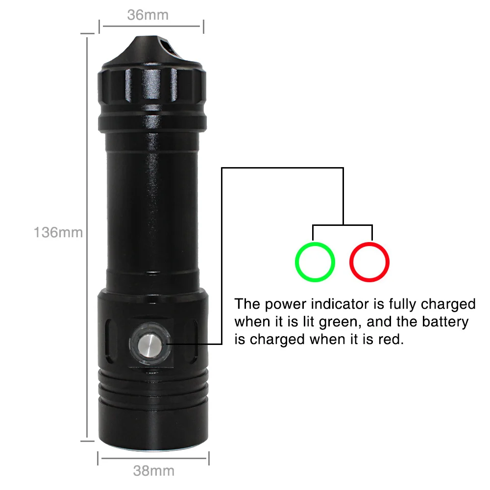 Yellow/White LED Flashlight torch underwater 50m diving flashlight lamp 4 file waterproof led dive light power by 26650 battery