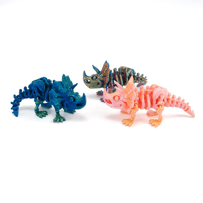 Creative 3D Printing Cute Mini Skeleton Triceratops Model Fun Dinosaur Limbs Joints Movable Desktop Ornaments Children Toys Gift