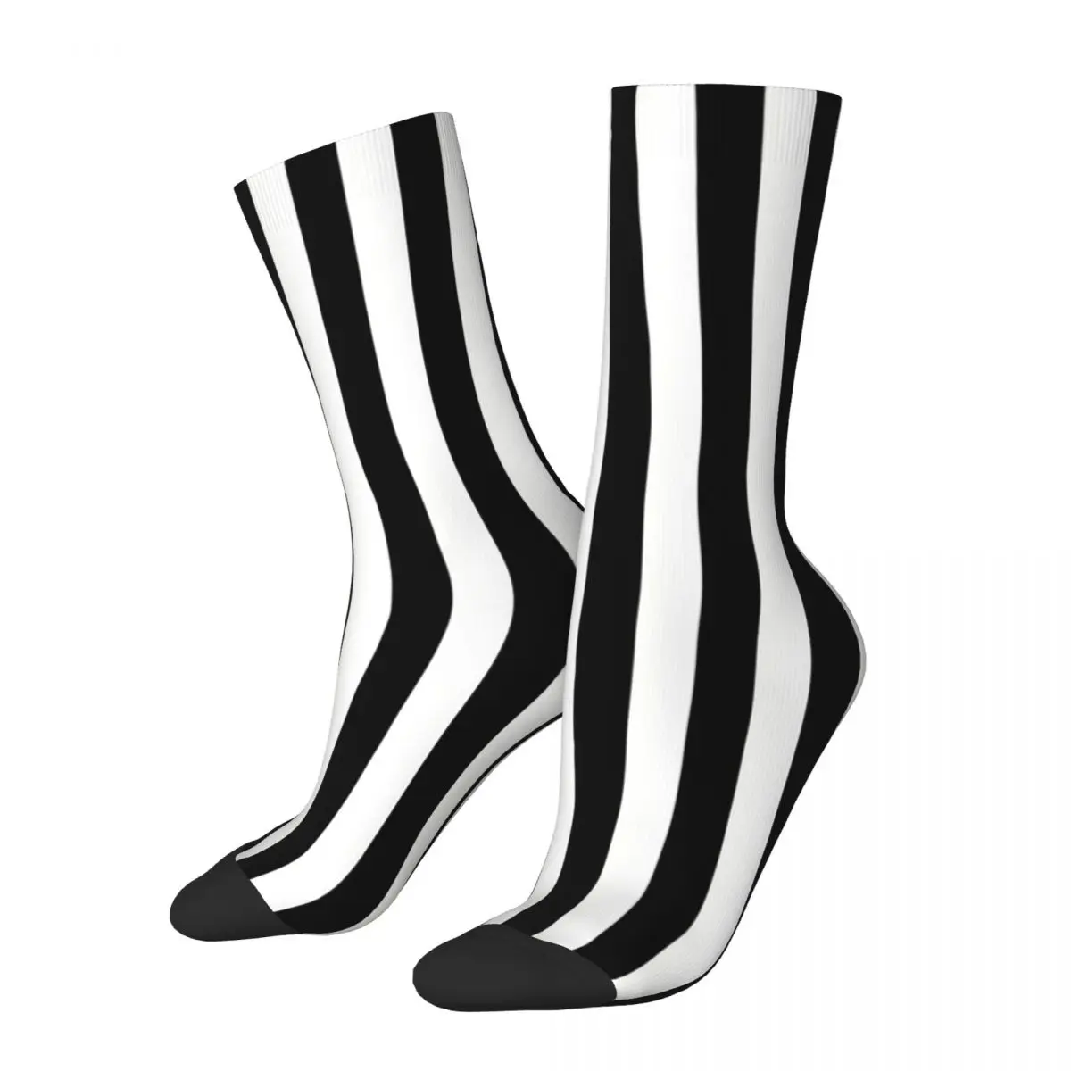 Vertical Stripes Black And White Stripe Socks Male Mens Women Winter Stockings Harajuku