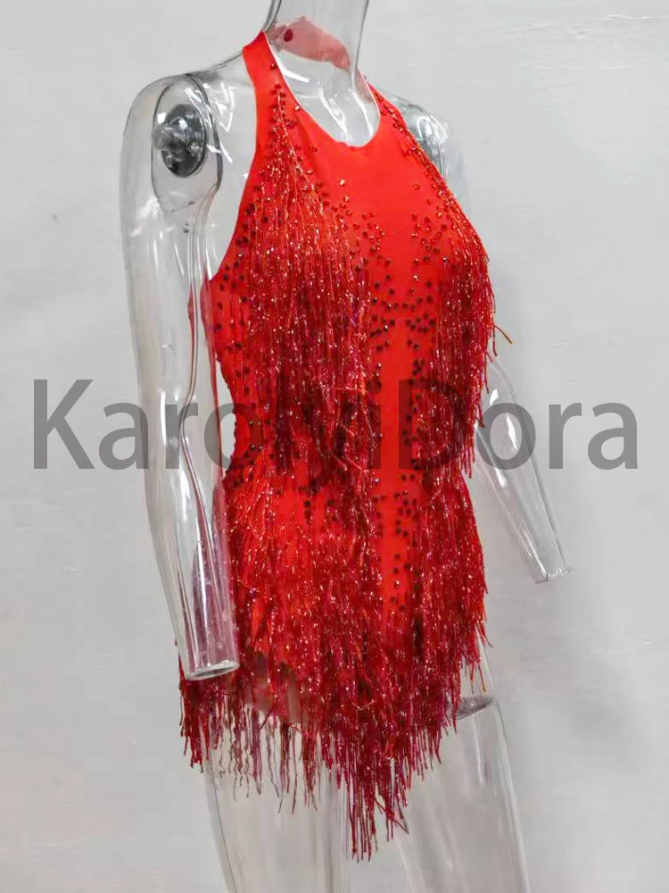 2024 Sparkly Rhinestones Fringes Bodysuit Women Nightclub Outfit Glisten Dance Costume One-piece Dance Wear Singer Stage Leotard