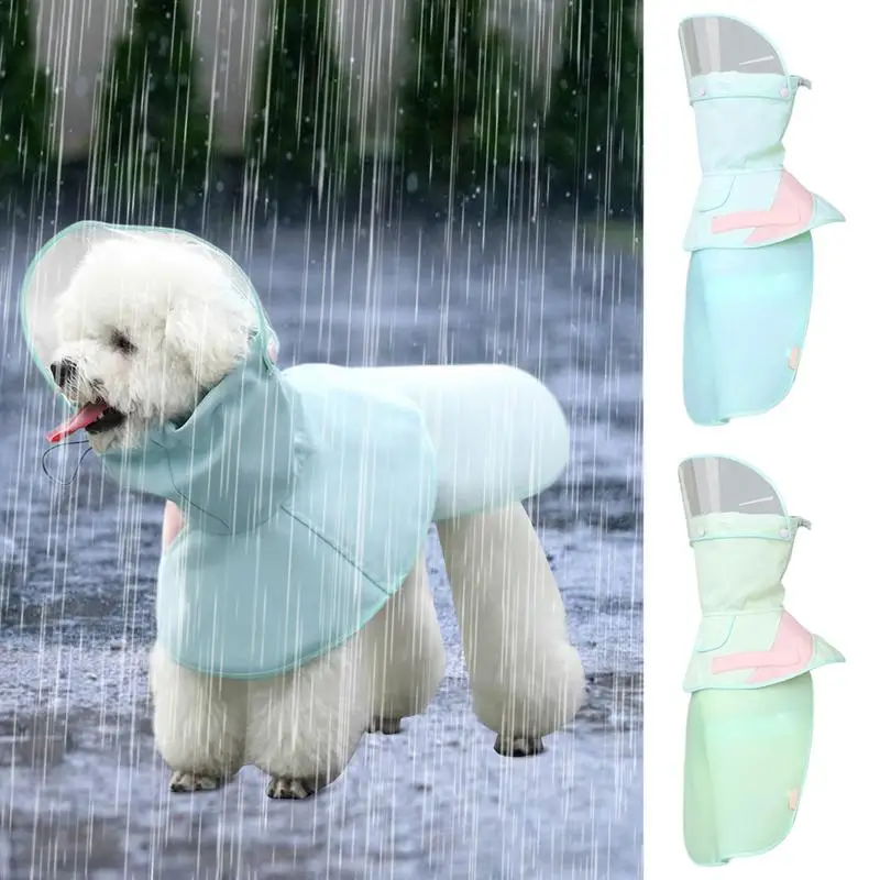 Dog Raincoat Portable Outdoor Waterproof Anti-dirty Pet Poncho With Leashs And Removable Hood Sleeveless Convenient Dog Raincoat