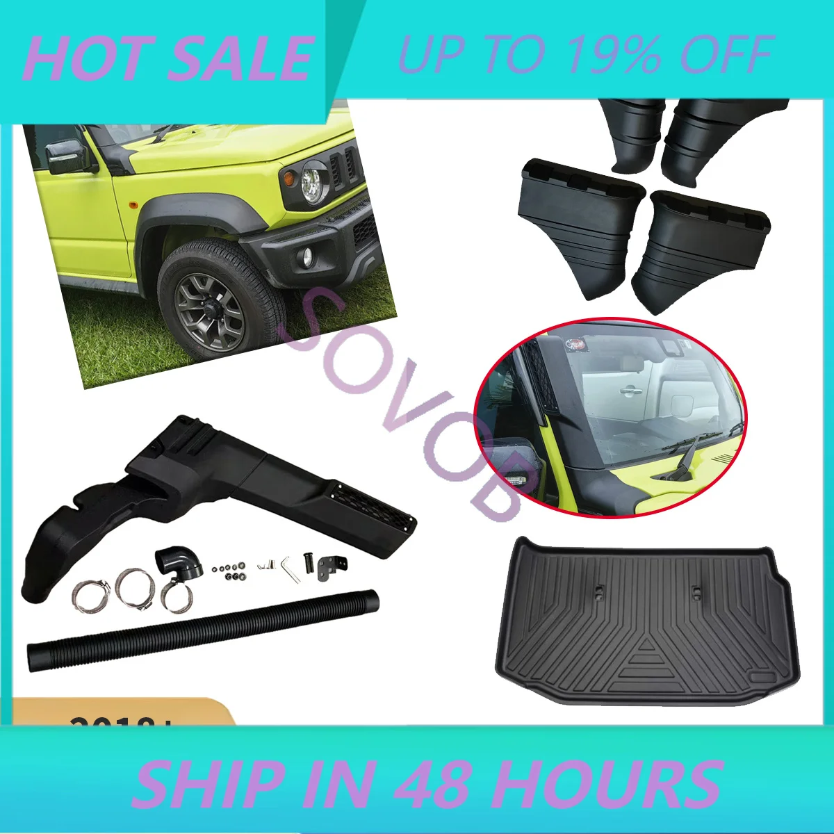 Para SUZUKI Jimny JB64/74 2018+ Accesorios Exteriores: Tapete de Maletero Todoterreno, Protector de Umbral de Puerta, Tubo de Admisión de Aire, Snorkel, Manguera de Respiración y Tubo de Admisión.