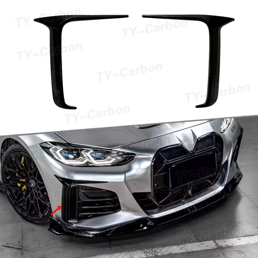 VTEN Style Glänzend Schwarze Frontstoßstangen-Canards Luftsplitter für BMW 4er G26 M Sport 420i 430i i4 M50 2021+ Karosserie-Kits