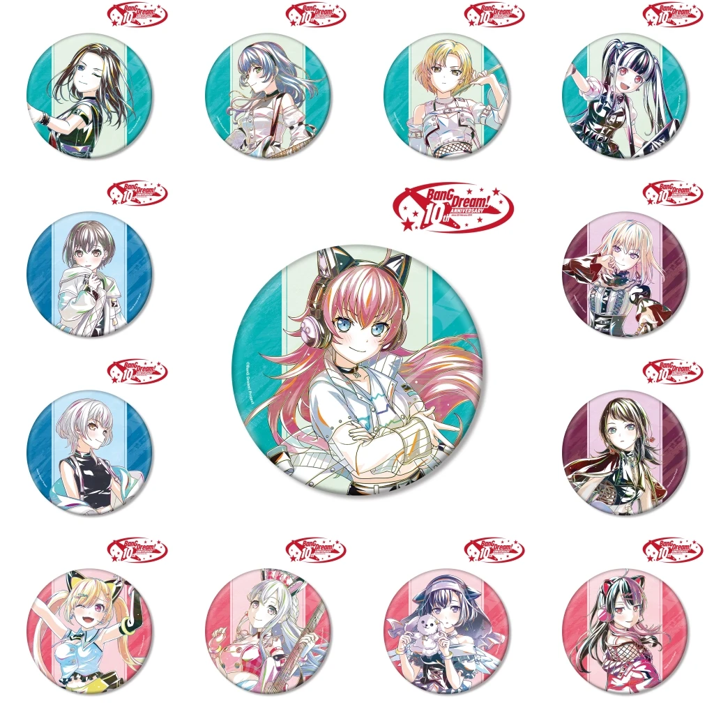 

58 мм Аниме BanG Dream! Значок-брошь SPTE из жести для косплея персонажей Ran Mitake, Moca Aoba, Aya Maruyama, Lisa Imai ﻿ Подарочный набор
