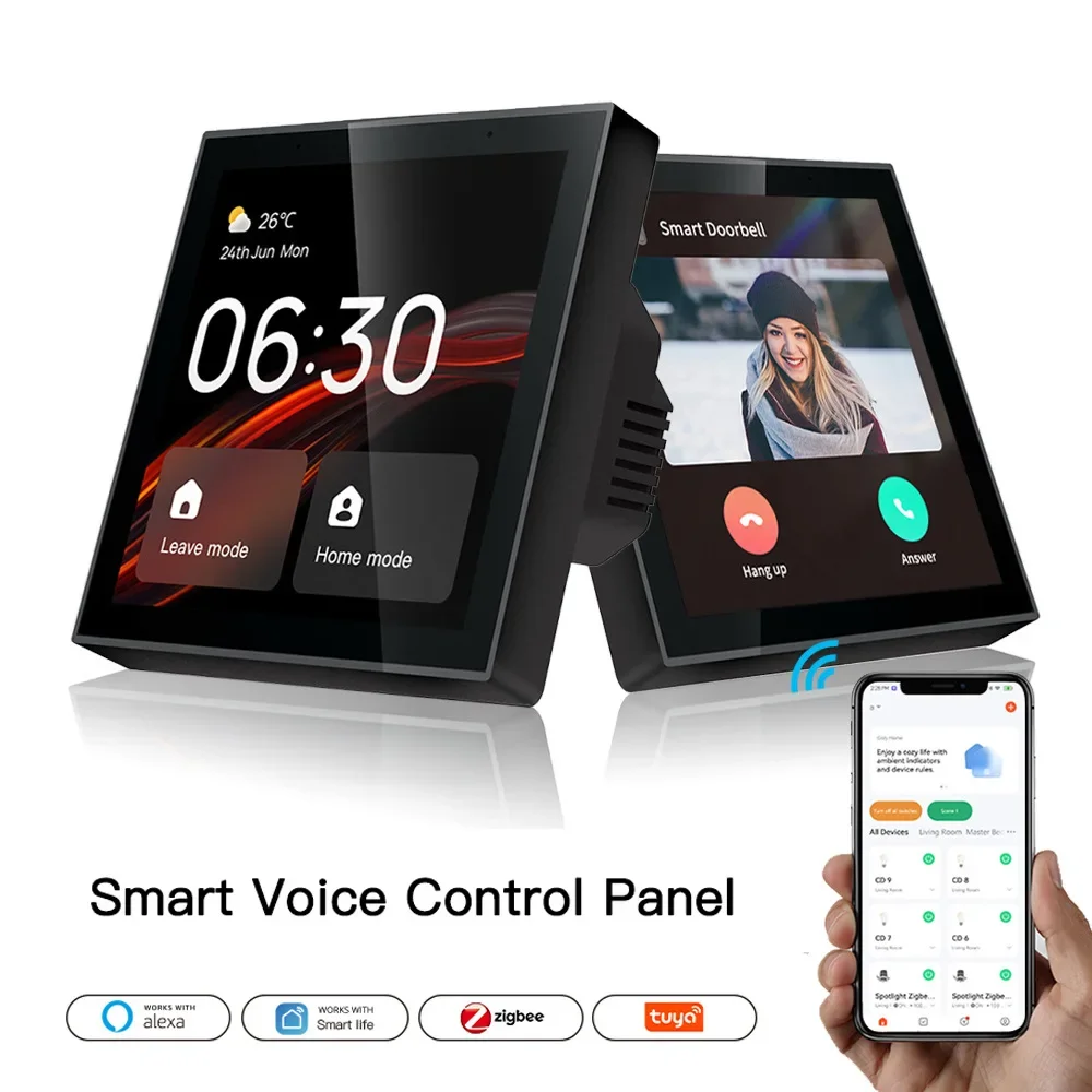 Tuya Wifi Multi-languageTouch Screen Smart Home Control Panel Switch T1E with Built-in Alexa Zigbee Hub