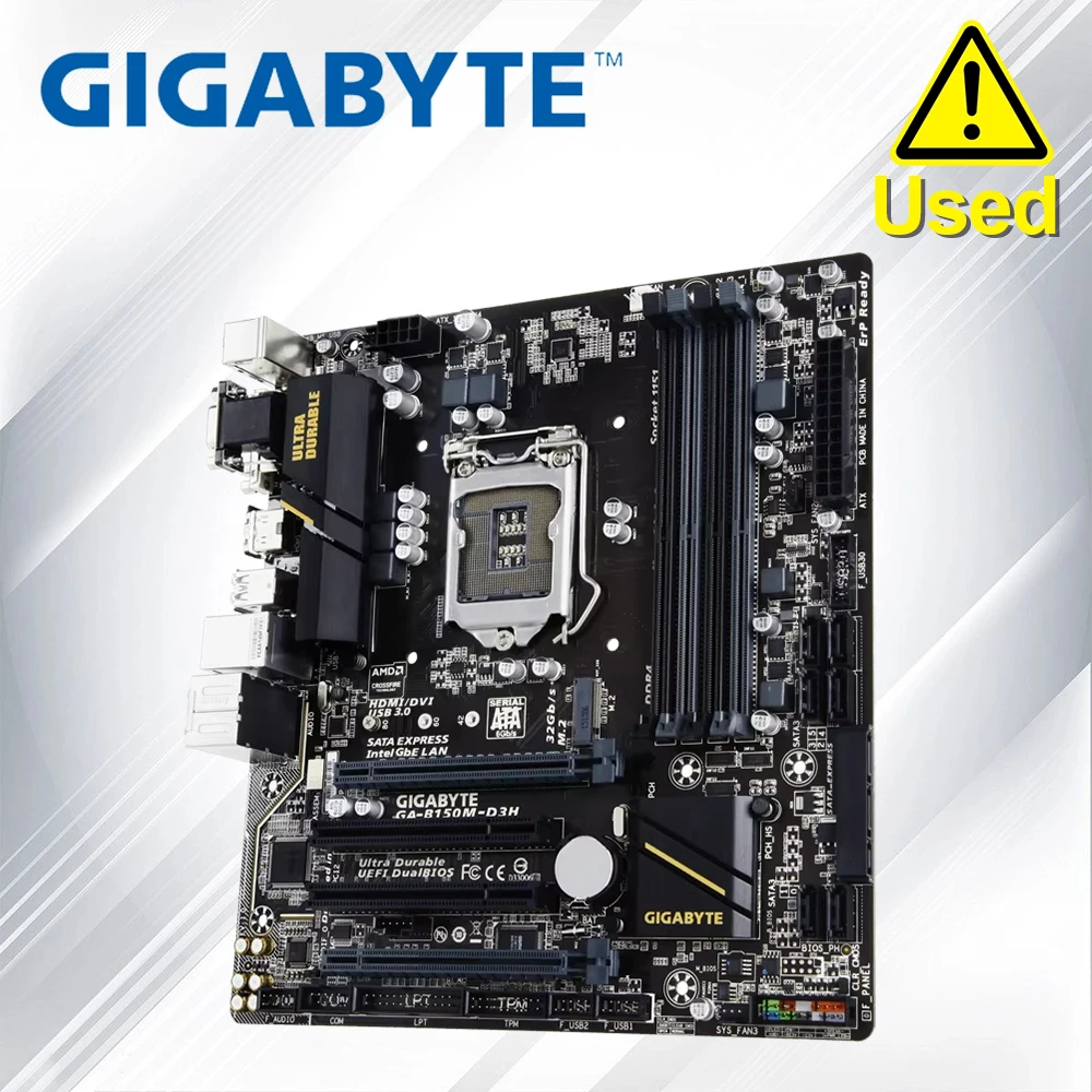 

Used Gigabyte GA-B150M-D3H Motherboard 64GB LGA 1151 DDR4 Micro ATX Mainboard