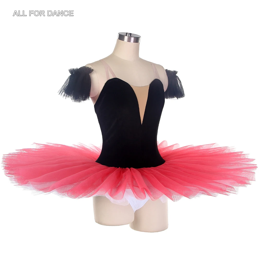 BLL096 Top negro tutú de tul rosa fuerte trajes de baile de Ballet preprofesionales tutú de panqueque trajes de baile tutú de Ballet clásico