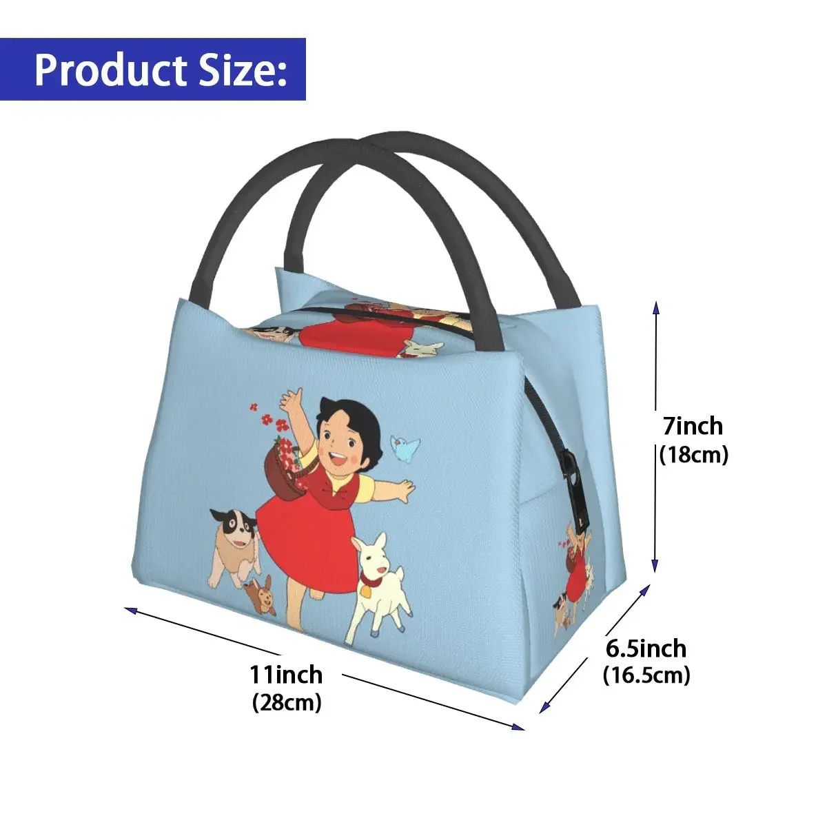 Alps Mountain Girl Lunch Bag For Child Happy Heidi Lunch Box Fun Office Cooler Bag Portable Oxford Thermal Tote Handbags