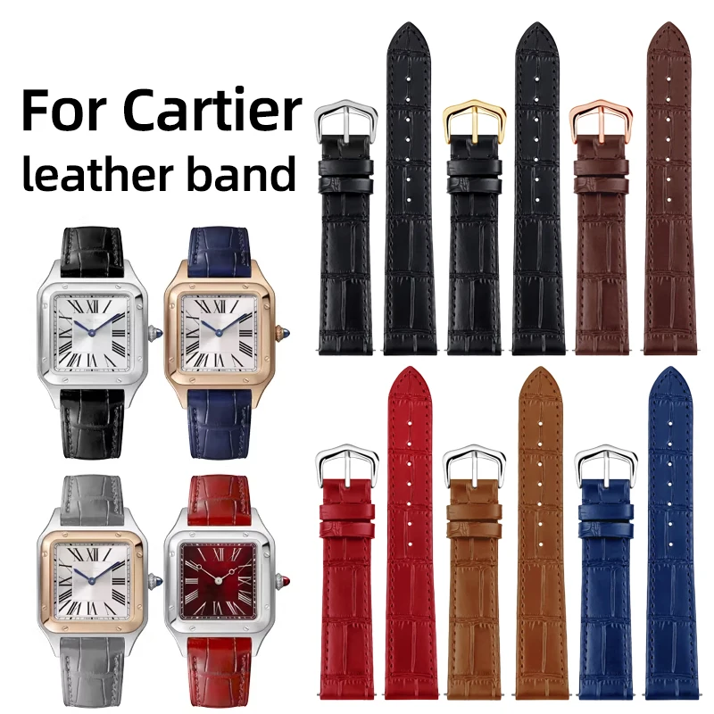 15mm 17mm 18mm 20mm Genuine Leather Strap for Cartier Santos Dumont Tank London Men's women's Quick Release Cowhide Watch Band
