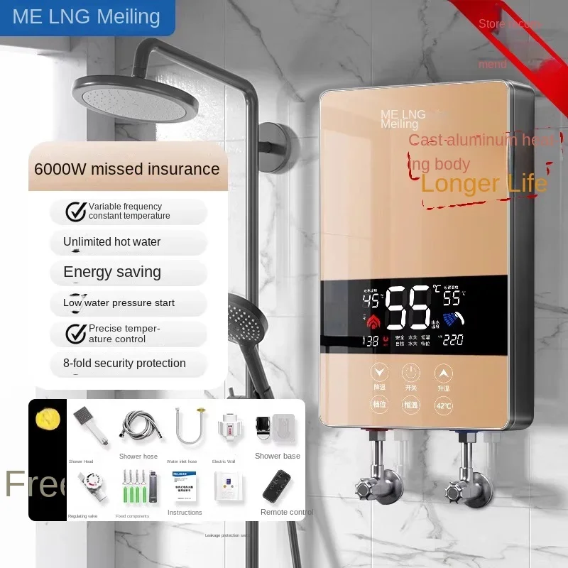 220 V elektrischer Warmwasserbereiter ohne Durchlauferhitzer für Badezimmer, Küche, Dusche, Temperaturregelung A