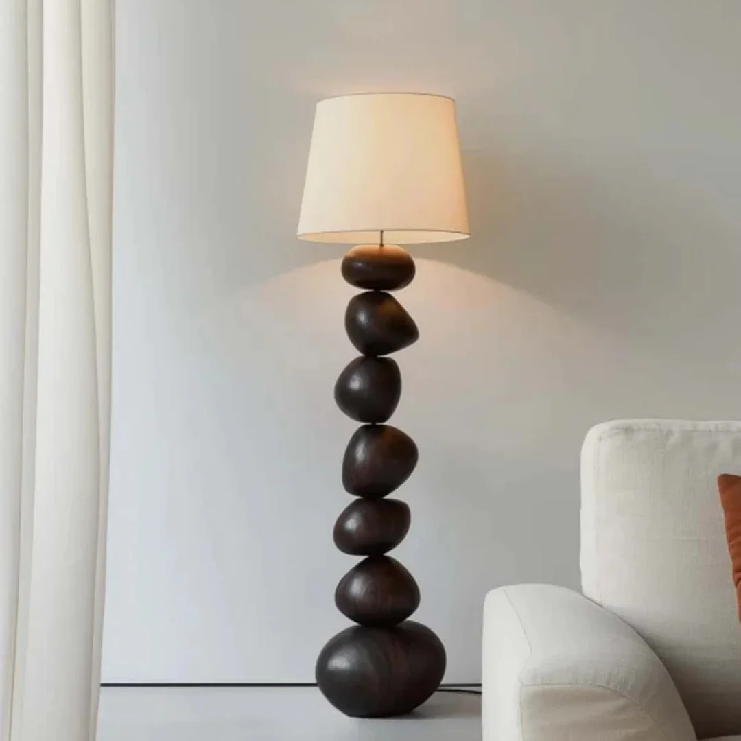 Stacked Pebble Craft Floor Standing Decoration Japanese Wabi-Sabi Style Living Room Villa Wooden Handicraft Decoration