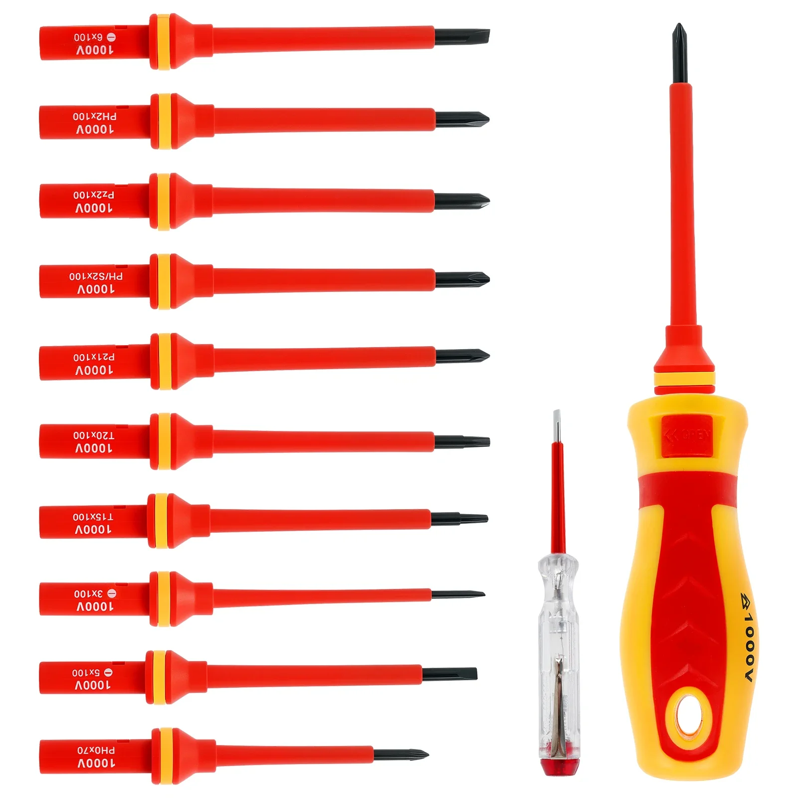 

13Pcs Insulated Screwdriver Slotted Cross Screwdrivers Phillips Flat Driver Electrician's Professional Maintenance Hand Tools