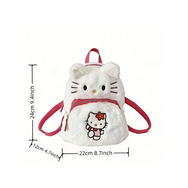 Sanrio Plush Backpack Cute Kawaii Hello Kitty Anime Student Bag Kuromi Kids Bags Girls Pompompurin Bag Birthday Gifts 2024 New