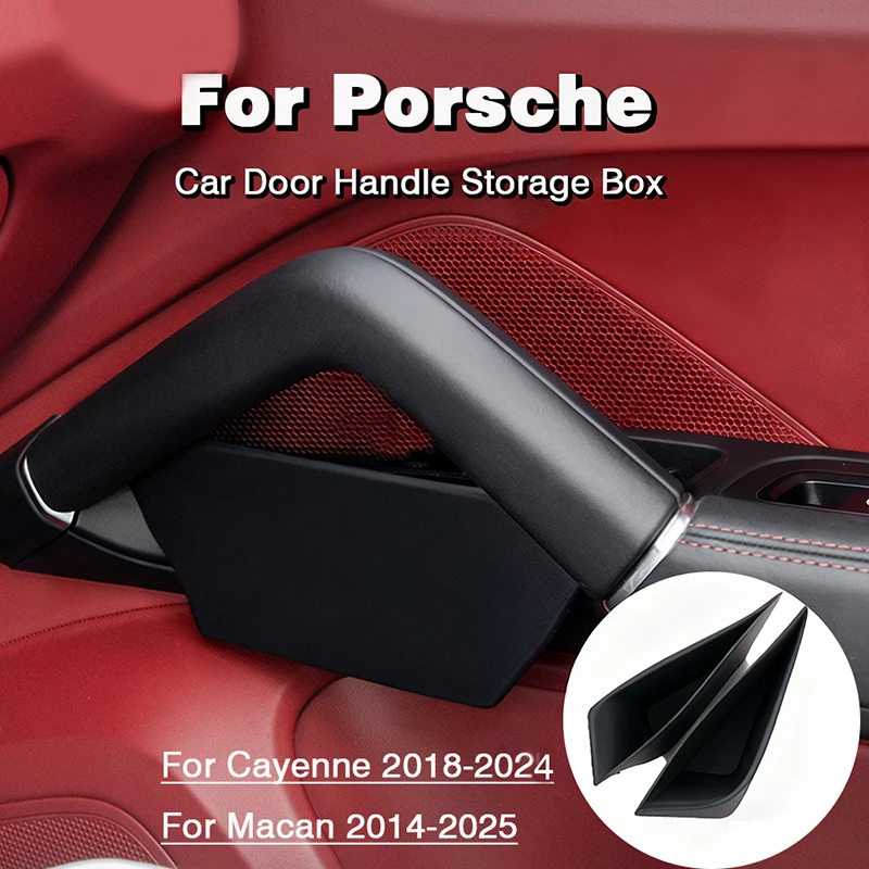 

For Porsche Cayenne Macan Car Door Handle Storage Box Front Rear Door Organizer Keys Phone Holder LHD Auto Interior Accessories