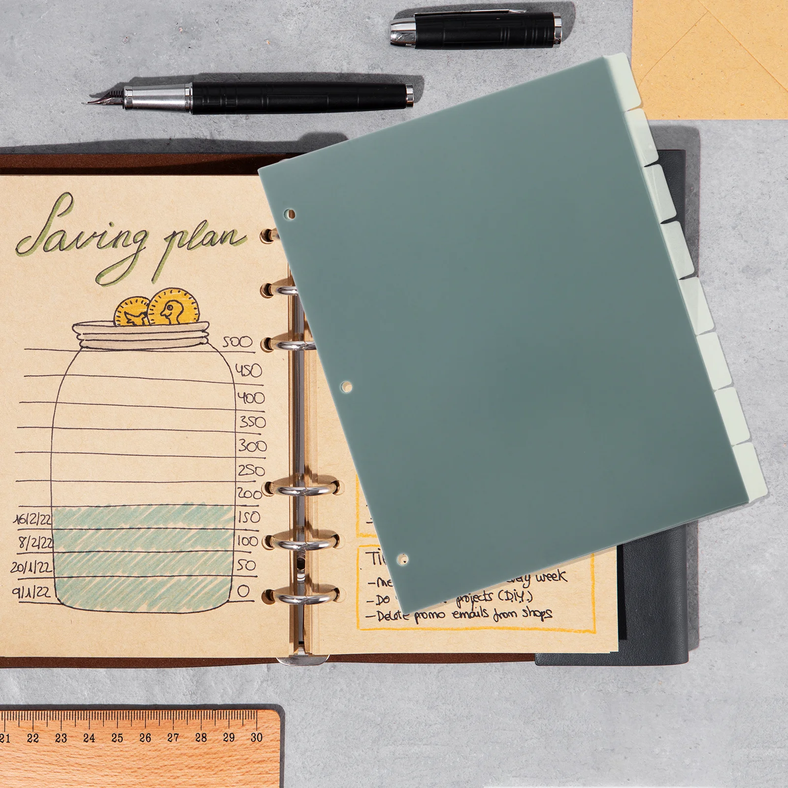 1Set A4 3 Hole Tabbed Refillable Loose Leaf Binder Dividers Transparent Plastic Sheets Index Dividers for School Office