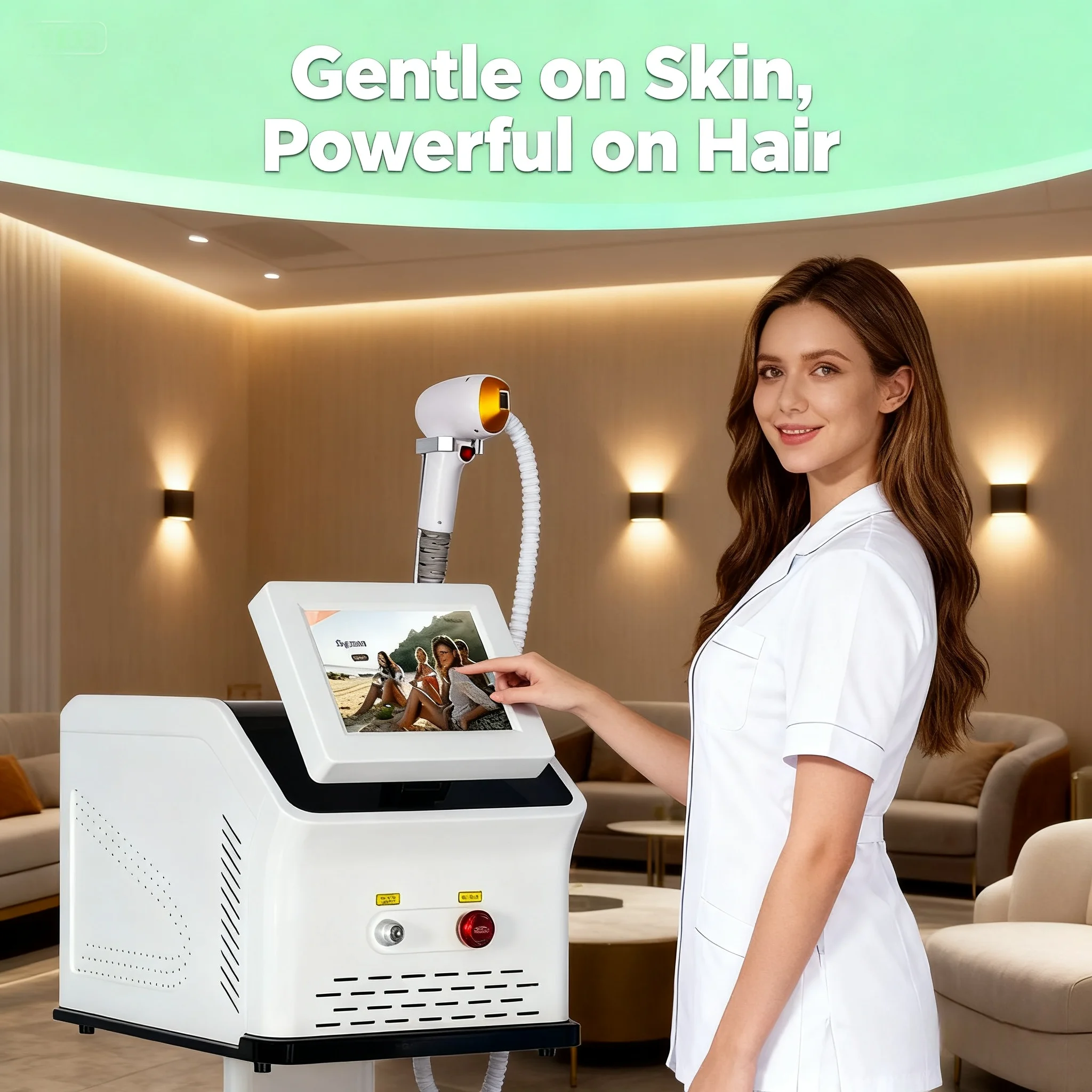 

New Laser Hair Removal System 3 Adjustable Wavelengths 755/808/1064NM Salon Grade for All Skin Tones Hair Removal Machine