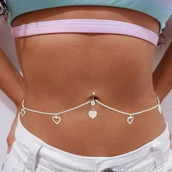 Stonefans Women Sexy Rhinestone Heart Belly Button Waist Chain Fashion Love Pendant Navel Piercing Chain Ring Body Jewelry Party
