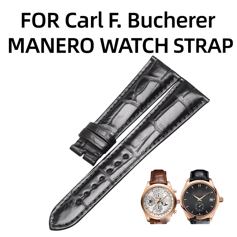 Correa de reloj de piel para CARL F. BUCHERER MANERO ALLIGATOR