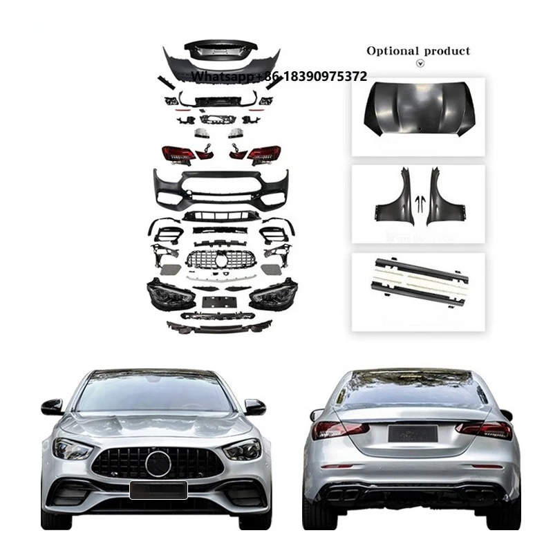 For 2017-2020  Class W213 Upgrade 2021-2023 Bodykit Bumper Lamp Trunk Lid Diffuser Option Hood Fender Side Skirt