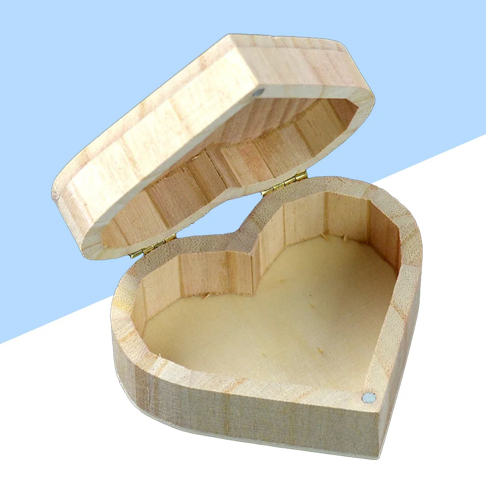 

Wooden Plastic Organizing Boxes Organizer Jewelry Heart Shaped Case Souvenir