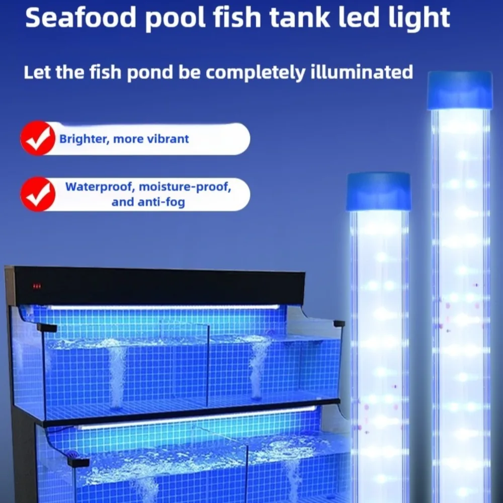 

Aquarium Light Seafood Pool Tube Fish Tank LED for Restaurant Fish Pond Super Bright Waterproof Blue White Light 36"
