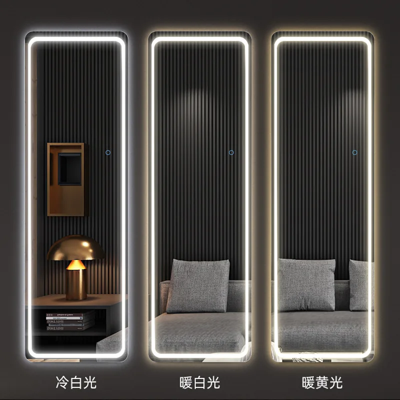 مرآة لكامل الجسم عالية الدقة مقاومة للانفجار، أرضية سيلفي منزلية مثبتة على الحائط لمتجر الملابس