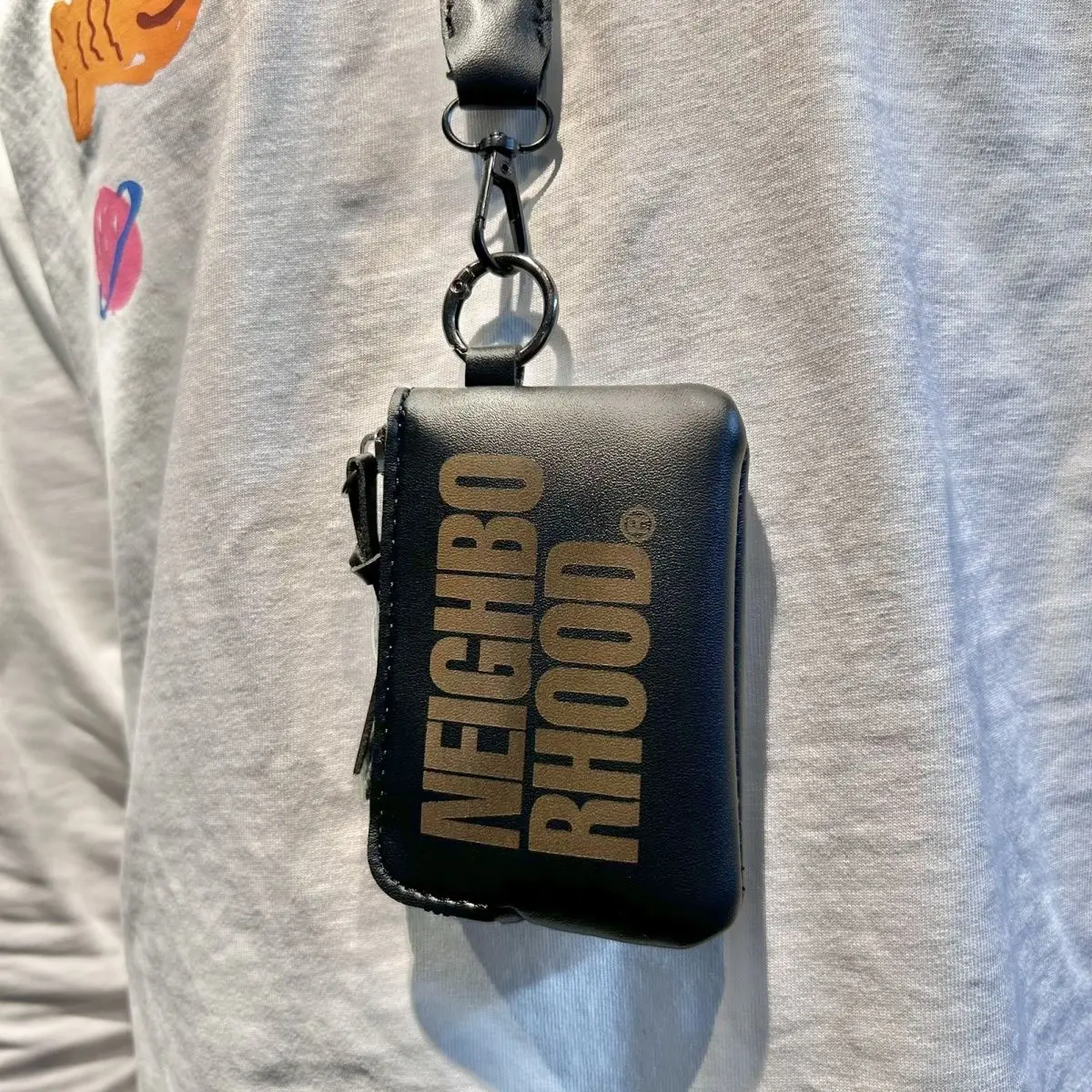 NEIGHBORHOOD Leather Keyholder Coin Pouch Mini Card Holder Keychain Neck Strap