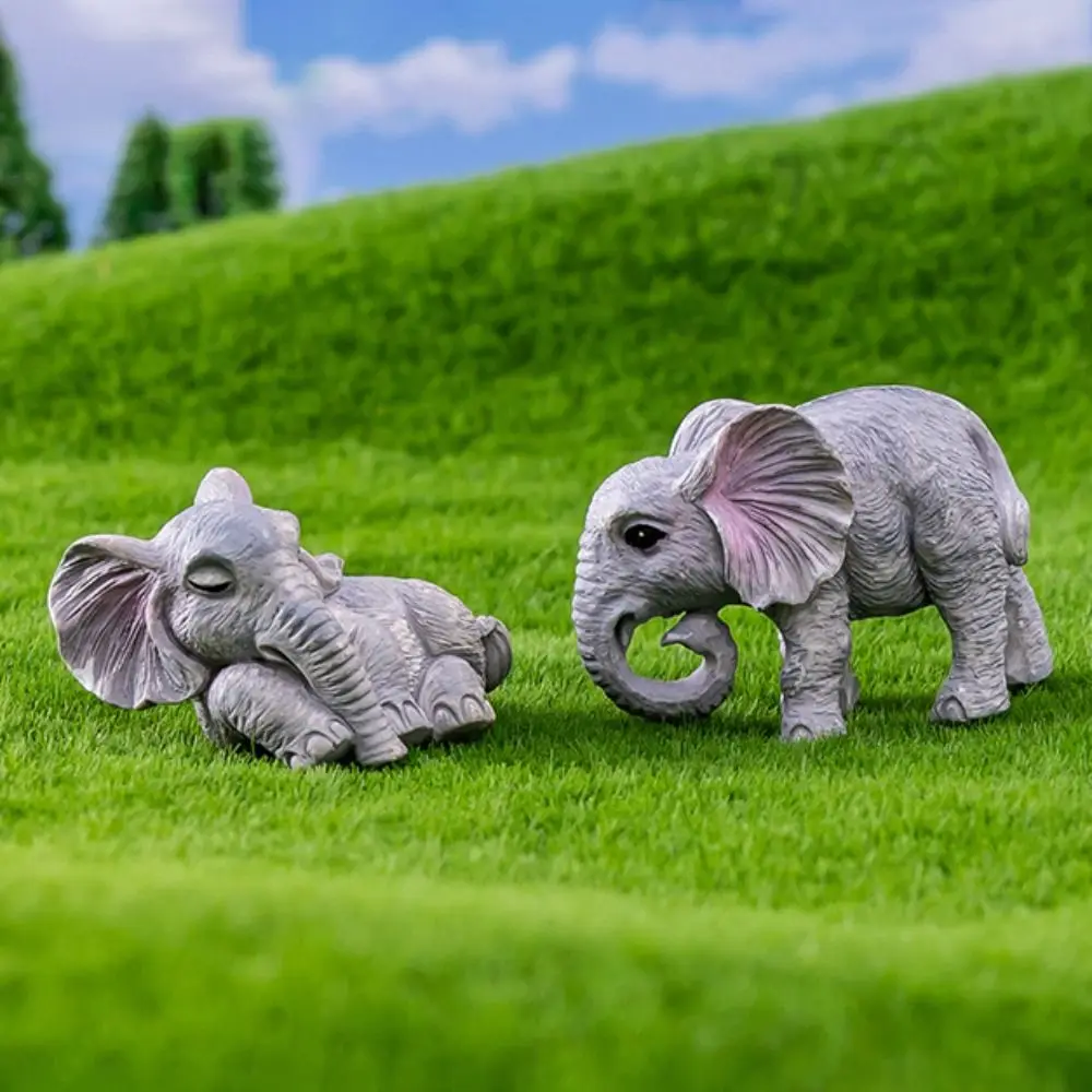 Toy Multicolor Mini Elephant Figurines Cartoon Resin Miniature Elephant Home Decorations Micro Landscape Desktop Knickknacks