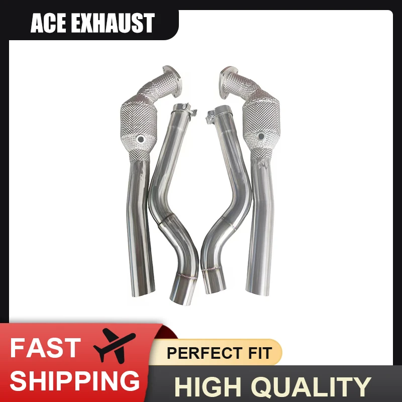ACE High Flow Catted/Catless Downpipe for Maserati Quattroporte 4.7L Stainless Steel Downpipe With Heat Shield Exhaust System