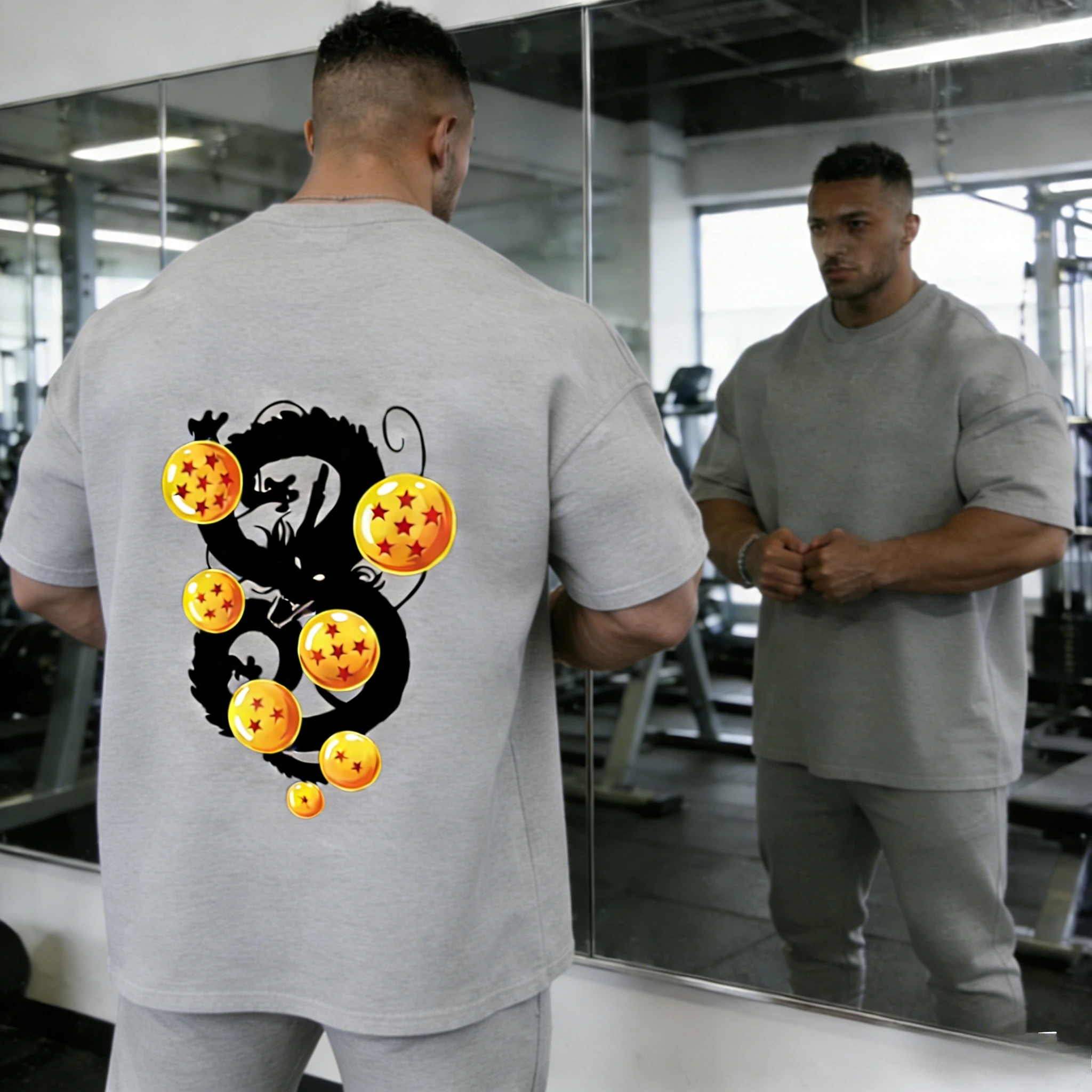 2026 Sommer Dragon Ball Gym Herren Bedrucktes Baumwoll-T-Shirt - 100% Baumwolle, Oversize, Fitness, Workout, Unisex & Kinder Freizeitkleidung