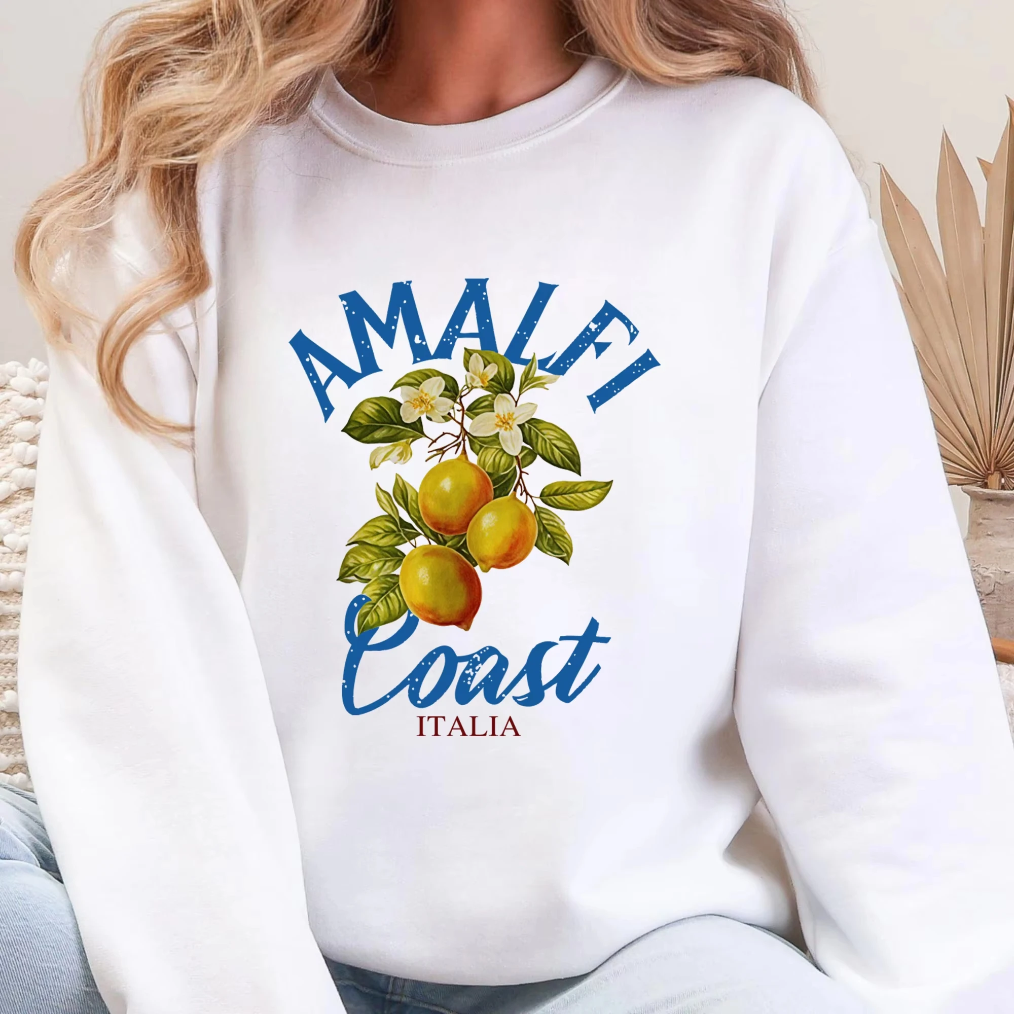 

Italia Летняя толстовка с рисунком фруктов, женский флисовый модный пуловер, креативная осенняя спортивная одежда, одежда оверсайз с круглым вырезом