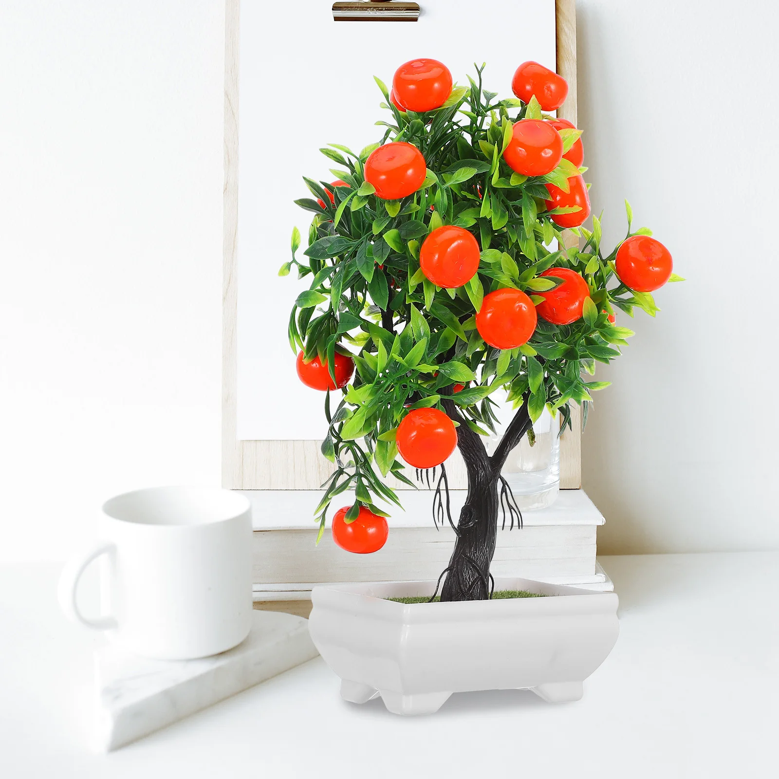 

Simulation Orange Tree Bonsai Plastic Fake Potted Plant Home Office Desktop Adornment Simulation Orange Bonsai