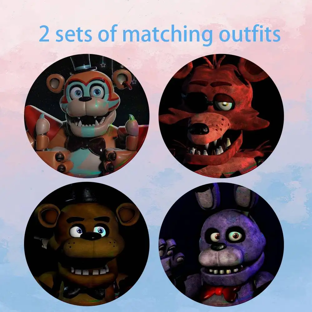 F-Five Nights At F-Freddys HD Print Round Lapel Pins Pretty Derby 2 piece set Round Display Brooches Brooch Badges
