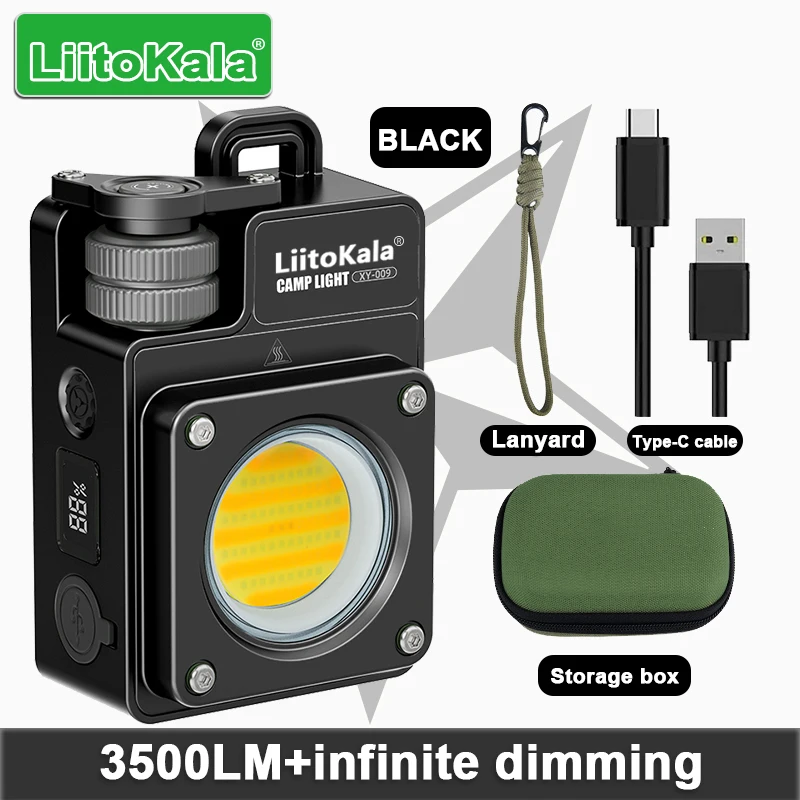 

LiitoKala 3500LM+stepless dimming camping light, 18650 battery 2700K-6900K color temperature suitable for outdoor camping